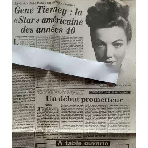 Gene Tierney French Article France Soir 1981 Kay Kendall Rex Harrison