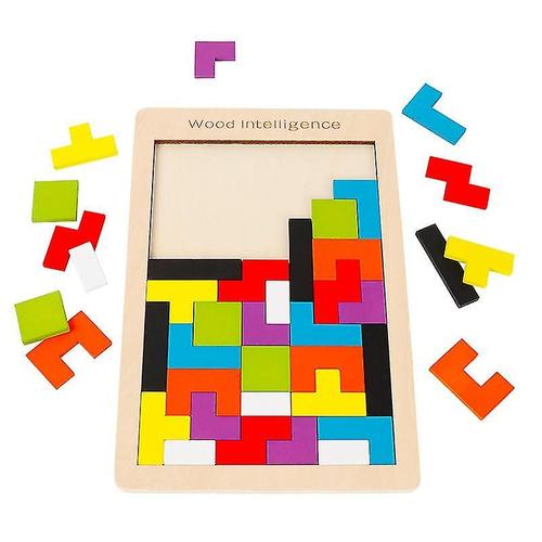  Blocs De Construction En Bois Pour Enfants, Jeu De Puzzle Color¿¿ Tetris Tangram
