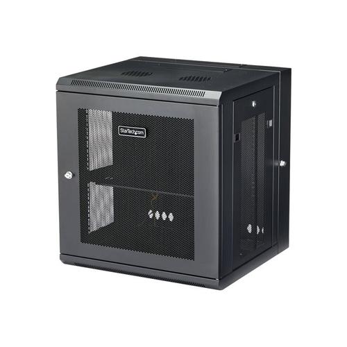 StarTech.com Rack serveur 12U à montage mural - Boîtier armoire serveur à charnières - Jusqu'à 43,1 cm de profondeur (RK12WALHM) - Armoire de rack - montable sur mur - noir - 12U