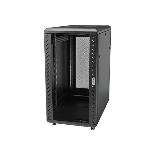 StarTech.com 18U 19" Server Rack Cabinet, 4 Post Adjustable Depth (6-32")Locking Knock Down Network/Computer Equipment Enclosure, Mobile with Glass Door & Casters, HP ProLiant ThinkServer - Data...