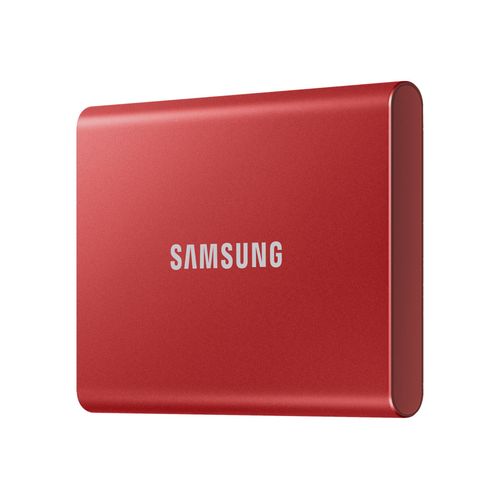 Samsung T7 MU-PC2T0R - SSD - chiffré - 2 To - externe (portable) - USB 3.2 Gen 2 (USB-C connecteur) - AES 256 bits - rouge métallique