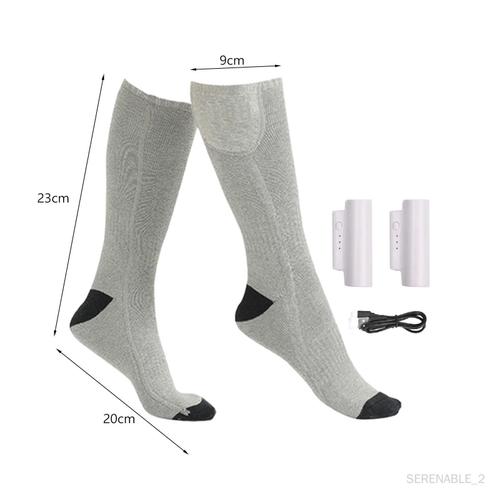 Chaussettes Chauffantes Pour Cyclisme, Chaussettes Chauffantes Thermiques Gris