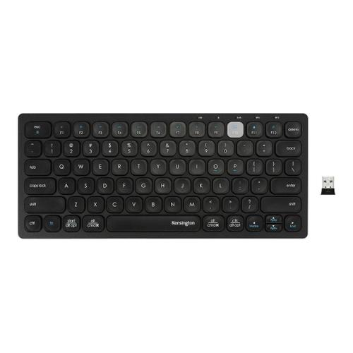 Kensington Multi-Device Dual Wireless Compact Keyboard - Clavier - sans fil - 2.4 GHz, Bluetooth 3.0, Bluetooth 5.0 - Français - noir