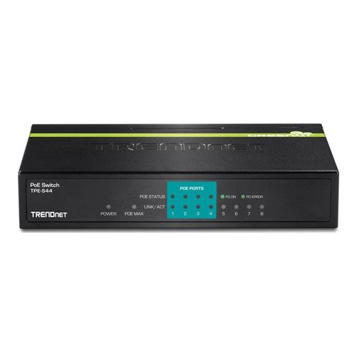 TRENDnet TPE-S44 - Commutateur - 4 x 10/100 (PoE) + 4 x 10/100 - de bureau - PoE - Conformité TAA