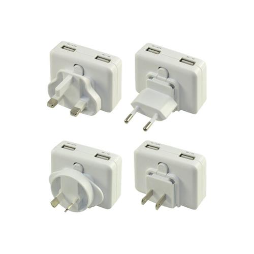 Duracell Worldwide Charger - Adaptateur secteur - 2.4 A - 2 connecteurs de sortie (USB) - blanc