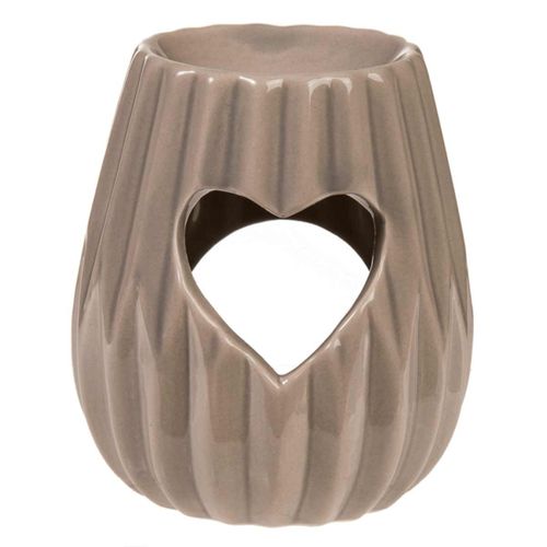 Brûle-Parfum Coeurs en céramique taupe