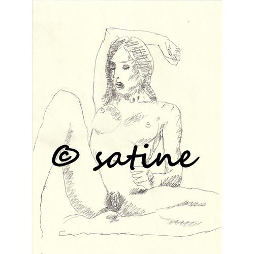 Dessin Erotique Original - Anna Satine - 112 - Nu Féminin - 20x30cm