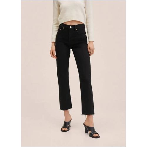 Jean Droit Taille Haute Crop Femme 36 100% Coton