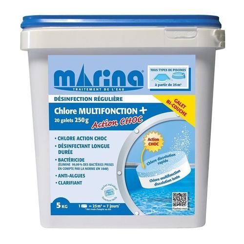 Marina Désinfection Régulière - Galets de Chlore multifonction + Action Choc 5 kg