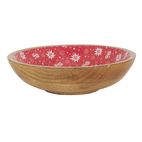 Corbeille en manguier et résine décor Edelweiss Grand modèle