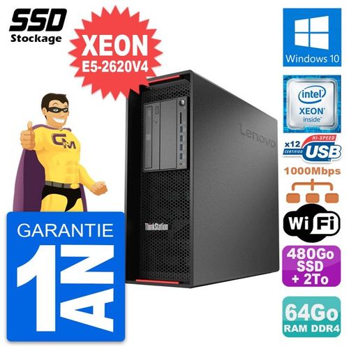 PC Tour Lenovo P710 Quadro M2000 Xeon E5-2620V4 RAM 64Go SSD 480Go + HDD 2To