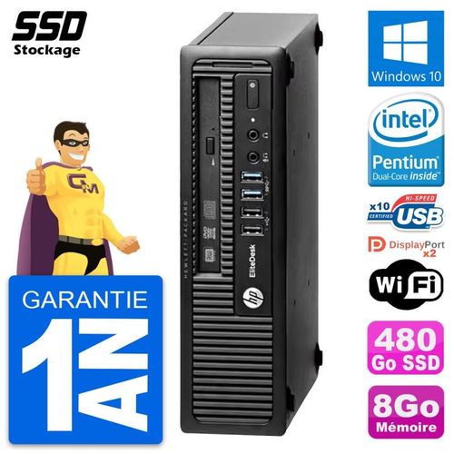 Mini PC HP EliteDesk 800 G1 USDT Intel G3220 RAM 8Go SSD 480Go Windows 10 Wifi