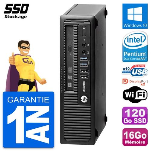 Mini PC HP EliteDesk 800 G1 USDT Intel G3220 RAM 16Go SSD 120Go Windows 10 Wifi