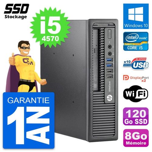 Mini PC HP EliteDesk 800 G1 USDT Intel i5-4570 RAM 8Go SSD 120Go Windows 10 Wifi