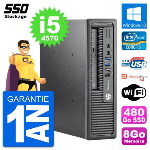 Mini PC HP EliteDesk 800 G1 USDT Intel i5-4570 RAM 8Go SSD 480Go Windows 10 Wifi