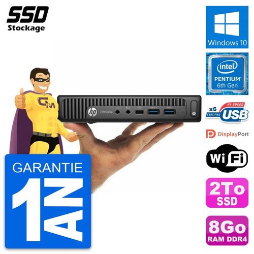 Ultra Mini PC HP 600 G2 DM Intel Pentium G4400T RAM 8Go SSD 2To Windows 10 Wifi