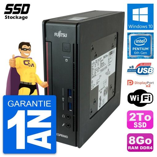 Mini PC Fujitsu Esprimo Q956 Pentium G4400T RAM 8Go SSD 2To Windows...