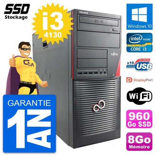 PC Tour Fujitsu Celsius W530 MT Core i3-4130 RAM 8Go SSD 960Go Windows 10 Wifi