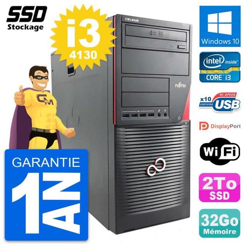 PC Tour Fujitsu Celsius W530 MT Intel i3-4130 RAM 32Go SSD 2To Windows 10 Wifi