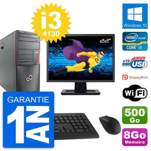 PC Tour Fujitsu W530 Ecran 22" Core i3-4130 RAM 8Go Disque 500Go Windows 10 Wifi