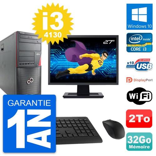 PC Tour Fujitsu W530 Ecran 27" Intel i3-4130 RAM 32Go Disque 2To Windows 10 Wifi