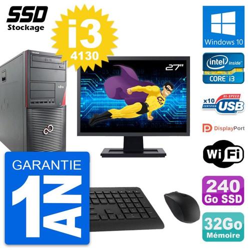 PC Tour Fujitsu W530 Ecran 27" Intel i3-4130 RAM 32Go SSD 240Go Windows 10 Wifi