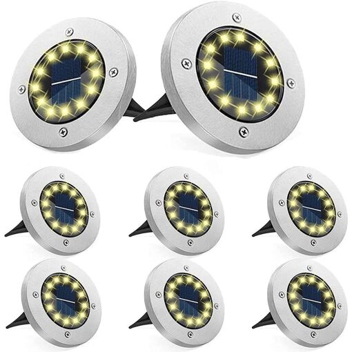 Lot de 8 lampes solaires d'extérieur à 12 LED avec