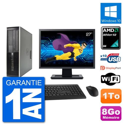 PC HP 6005 SFF Ecran 27" AMD Athlon II X2 B24 RAM 8Go Disque 1To Windows 10 Wifi