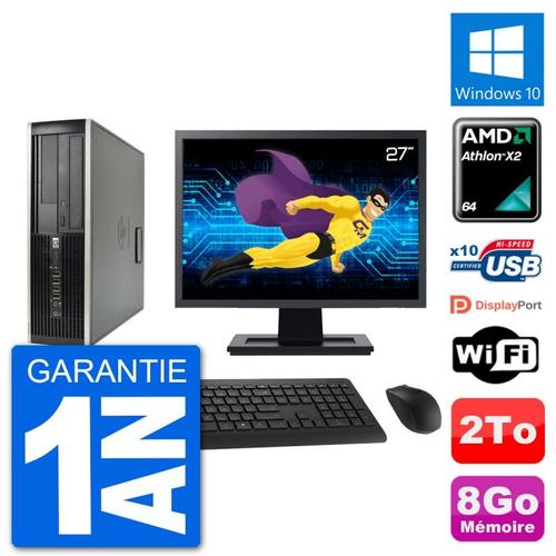 PC HP 6005 SFF Ecran 27" AMD Athlon II X2 B24 RAM 8Go Disque 2To Windows 10 Wifi