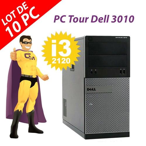 Lot x10 PC Dell OptiPlex 3010 MT i3-2120 RAM 4Go Disque 250Go HDMI Windows 10