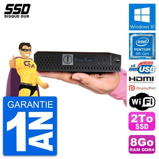 Mini PC Dell OptiPlex 7040 Micro G4400T RAM 8Go SSD 2To HDMI Window...