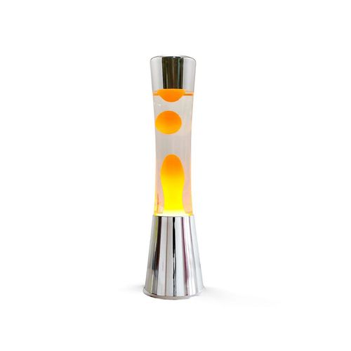 Lampe Lave Silver 40 Cm Orange En Métal Argentée Et Verre