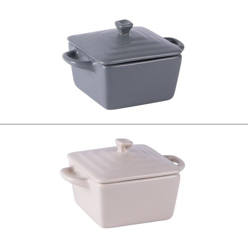 Mini Cocotte Carré 13 Cm En Grès (Lot De 2)