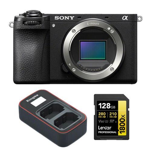 Sony Alpha ILCE6700 (A6700) Boîtier+Lexar 128Go carte mémoire professionnelle 1800x UHS-II SDXC+Kingma Sony NP-FZ100 LCD double USB chargeur