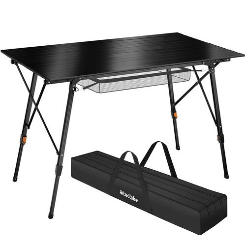 Table De Camping Pliante Bastian En Aluminium, Réglable En Hauteur - Noir