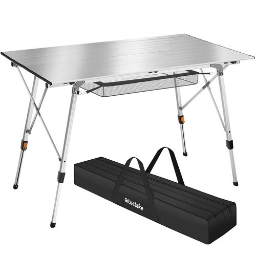 Table De Camping Pliante Bastian En Aluminium, Réglable En Hauteur - Argent