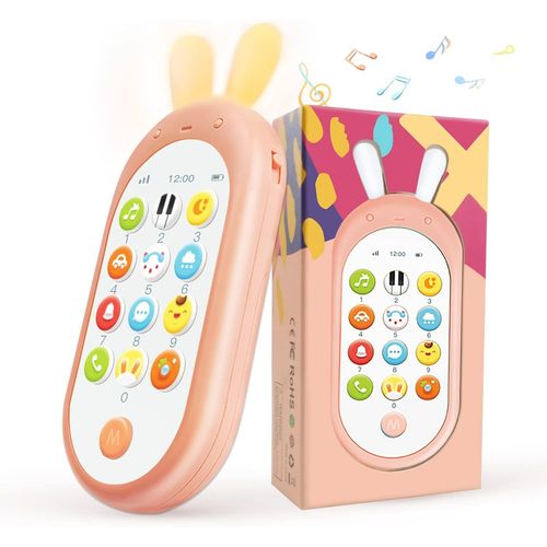 Jouet Bebe 1 An, Téléphone Portable Pour Enfant Fille Garçon, Smartphone Bebe Take Along Tunes Avec Lumières Et Mélodies - Rose