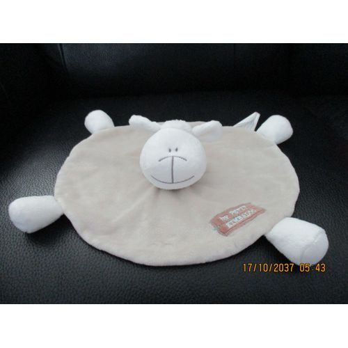 Doudou Plat Rond Mouton Blanc/Crème/Beige/Écru Kimbaloo