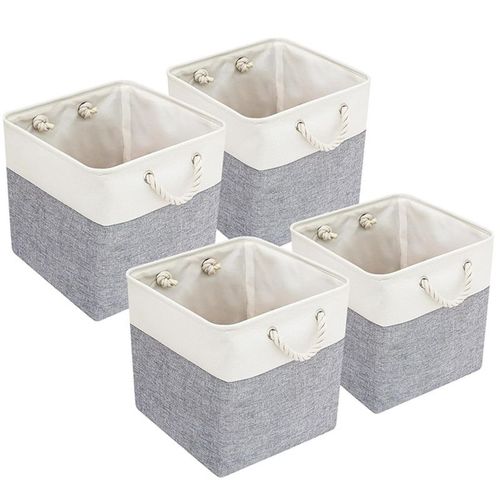 Lot De 4 Boîte De Rangement En Tissu, Panier De Rangement Pliable, Cube De Rangement Avec Poignées, Pour Vêtements, Enfant Jouets, Livres