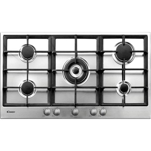 Candy P-Line Pg 952/1 Sx Gh - Table De Cuisson Au Gaz - 5 Plaques De Cuisson - Niche - Largeur : 84 Cm - Profondeur : 48 Cm - Inox