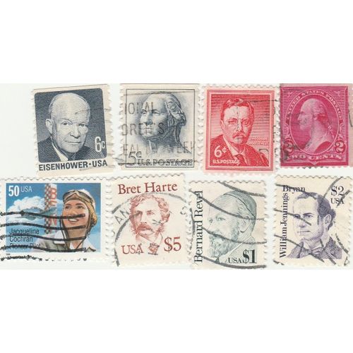 8 Timbres Oblitérés Des Etats-Unis Emis Entre 1894 Et 1996 - Personnages
