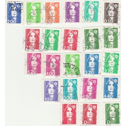23 Timbres Oblitérés De France Emis Entre 1989 Et 1996 - Type Marianne Du Bicentenaire