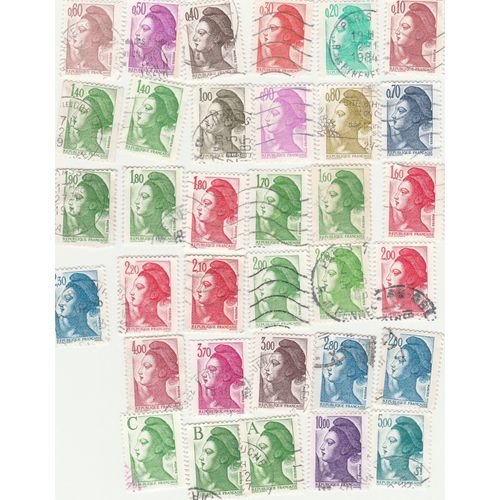 34 Timbres Oblitérés De France Emis Entre 1982 Et 1990 - Type Liberté