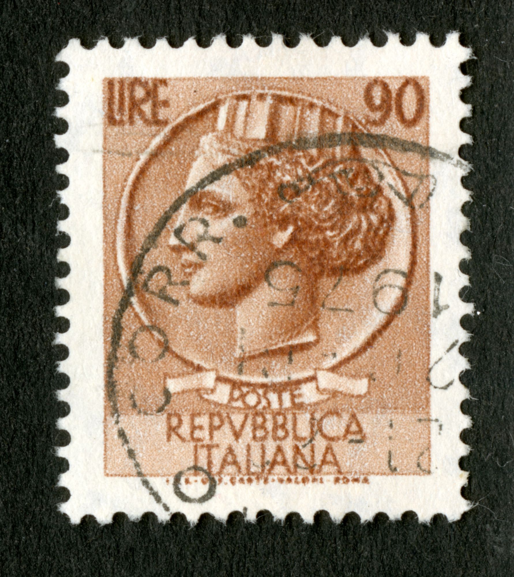 Timbre Oblitéré Poste Repubblica Italiana, Lire 90