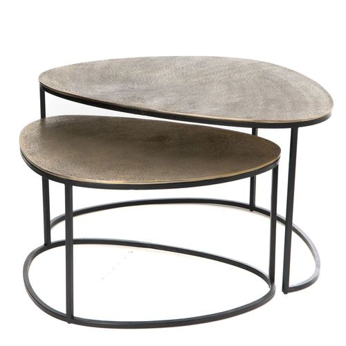 Set De 2 Table Basses Galet Gold