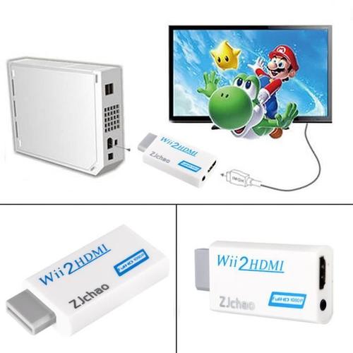 Wii Vers Hdmi Signal Vidéo Convertisseur Adaptateur Full Hd 1080p Avec Audio Sortie Jack 3,5 Mm -Lon