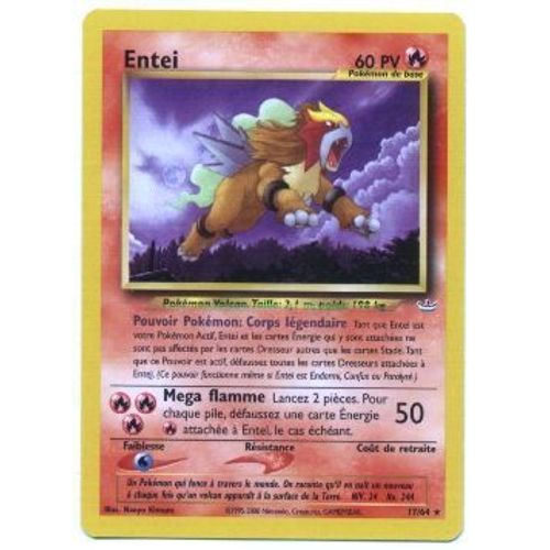 Pokemon Francaise Neo Révélation Édition 2 ( Ed 2 ) Rare N° 17/64 Entei