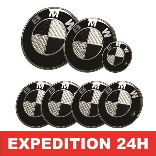 Logo Bmw Badge Capot 82mm+ Coffre 74mm +Volant + 4 X Cache Moyeu 68mm Neuf