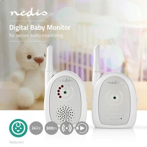 Babyphone Écoute-Bébé Audio 2.4 Ghz Jusqu'à 300 Mètres De Portée Voyants Led