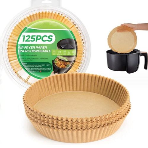 Papier Sulfurisé Air Fryer, 125 Pièces 20cm Papier Cuisson Air Fryer, Antiadhésive Disposable Paper Liner Accessoires Air Fryer